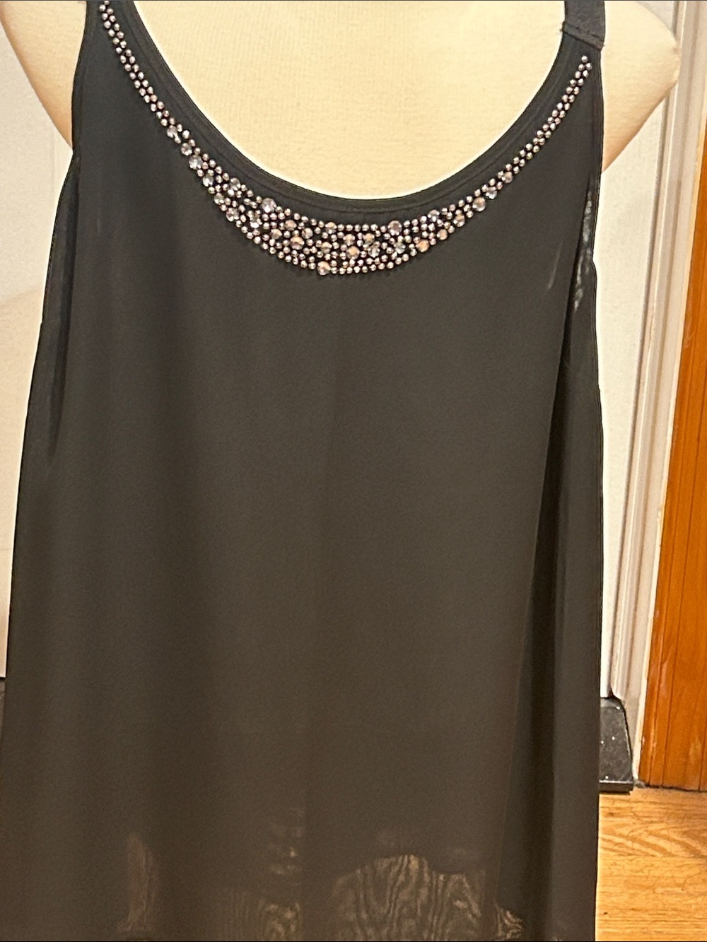 Black Beaded Scoop Neck tank